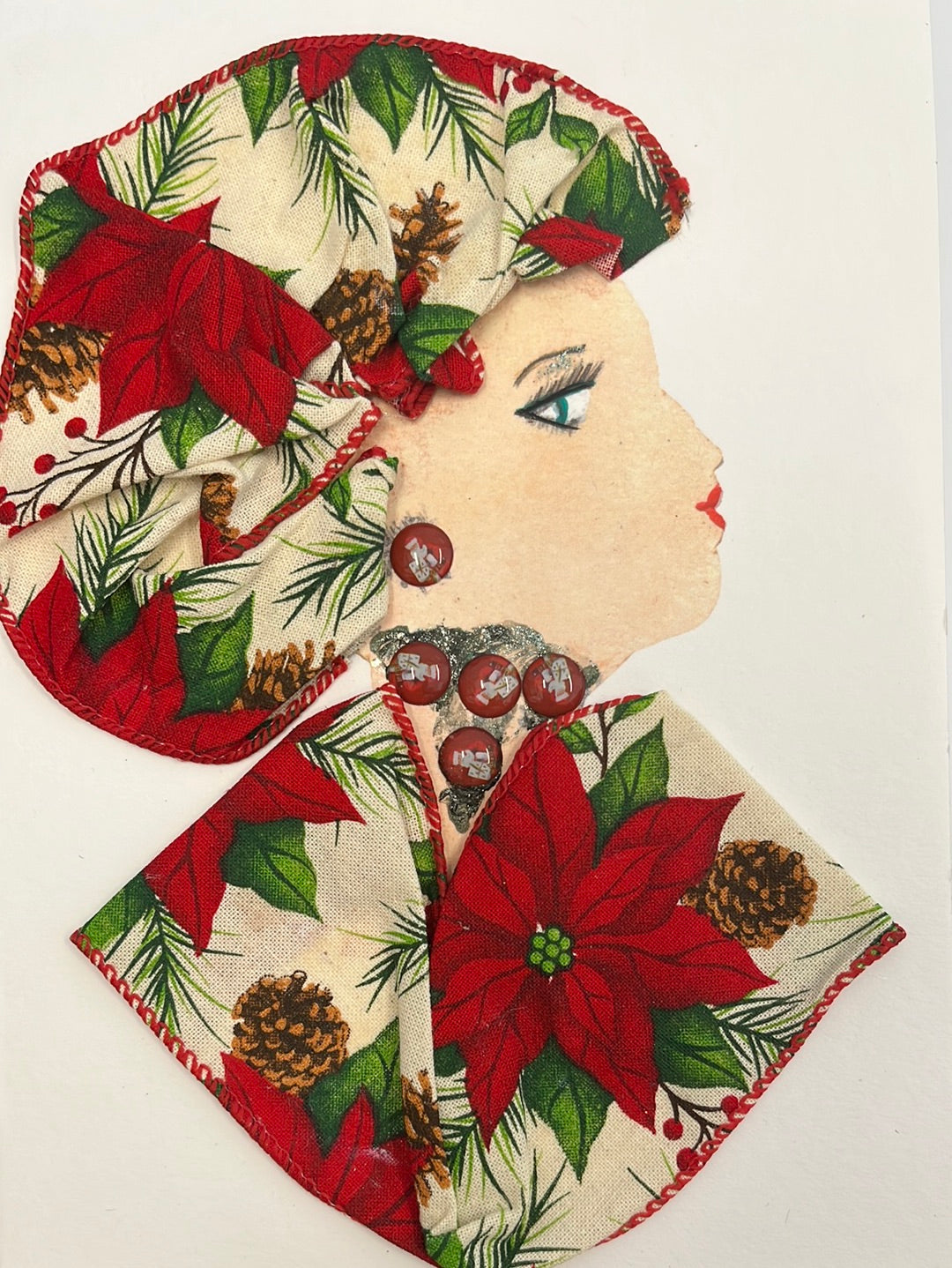 This card is Christmas Doctor. She wears a christmas themed outfit and small red gem jewellery.